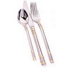 WALLACE W2496550 Corsica 65-Piece Flatware Stainless-Steel Gold-Accent Flatware Set with Lacquered Chest Service for 12